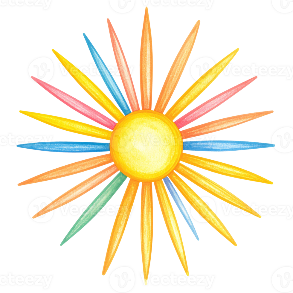 Colorful Pastel Sunburst Illustration png