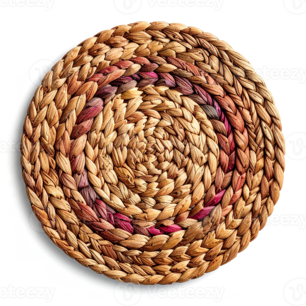 Round Woven Coaster with Multicolored Natural Fiber png