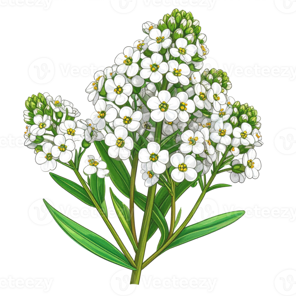 White Flower Cluster Botanical Illustration png