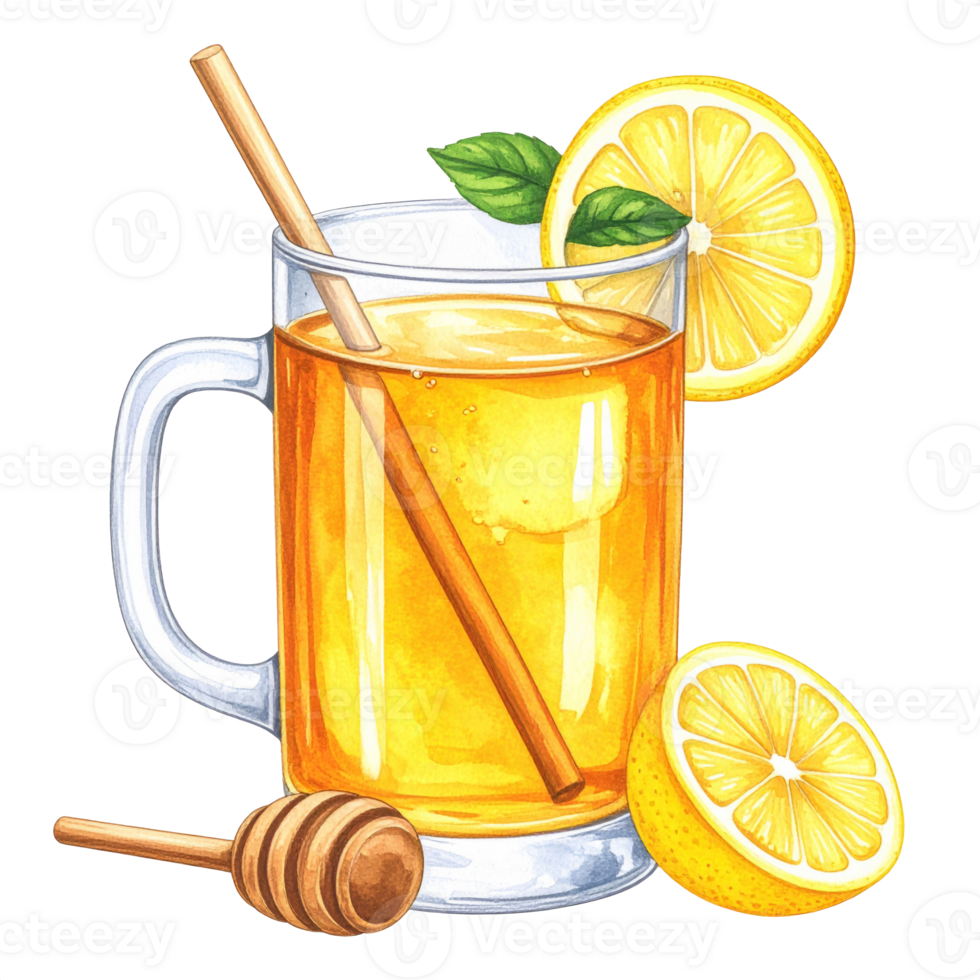 Refreshing Lemonade with Honey and Lemon Slices png