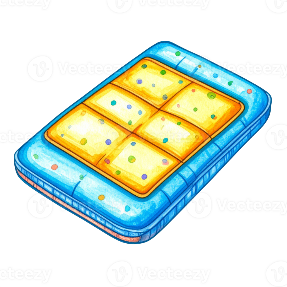 Inflatable Mattress with Yellow and Blue Pattern png