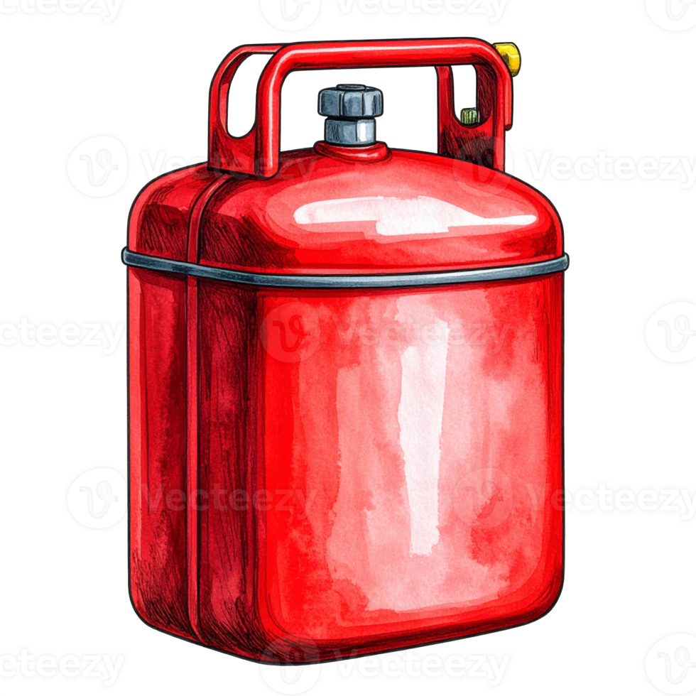 Red Metal Propane Tank with Handle and Valve png