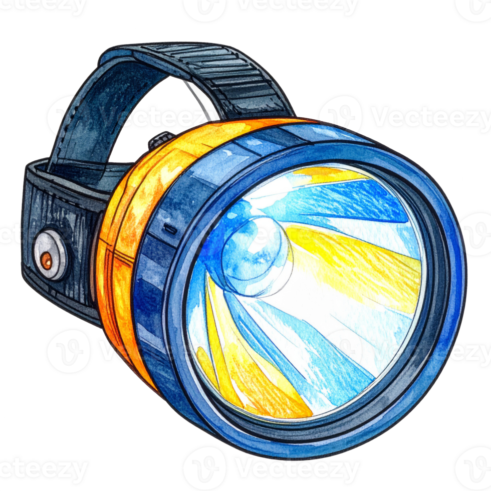Handheld Flashlight with Bright Yellow and Blue Beams png
