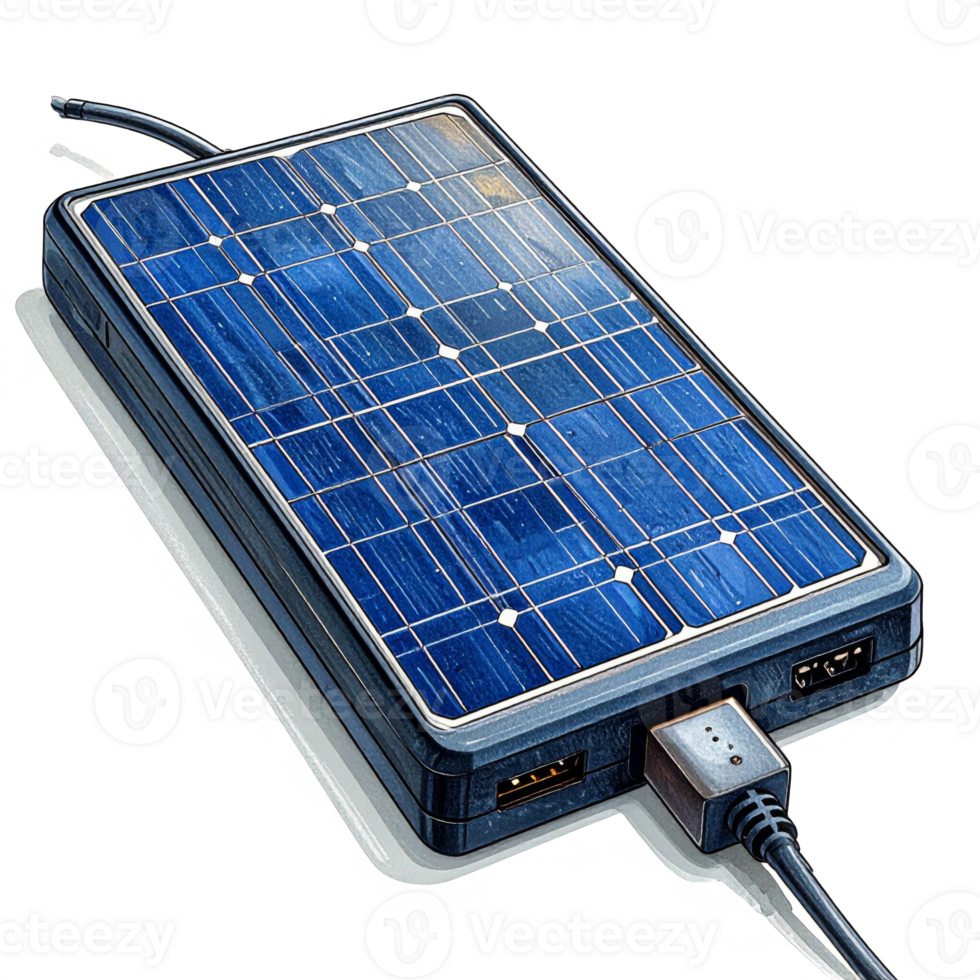 Portable Solar Power Charger Device Illustration png