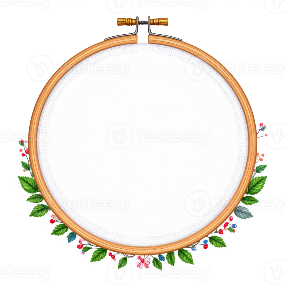 Floral Embroidery Hoop Frame on Transparent Background png