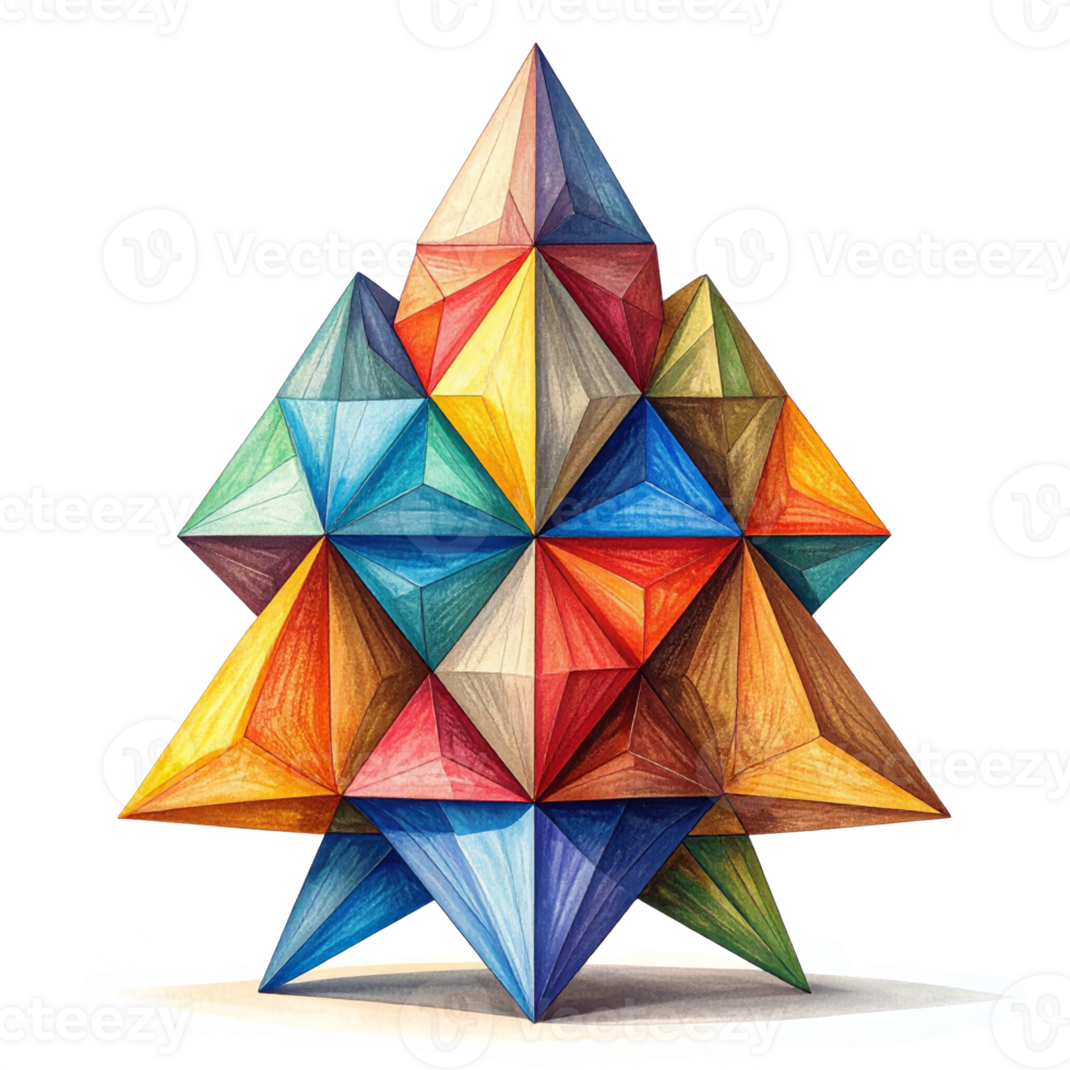 Colorful Geometric Abstract Art with Faceted Shapes png
