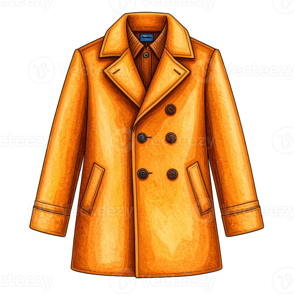 Yellow Double-Breasted Coat Illustration png