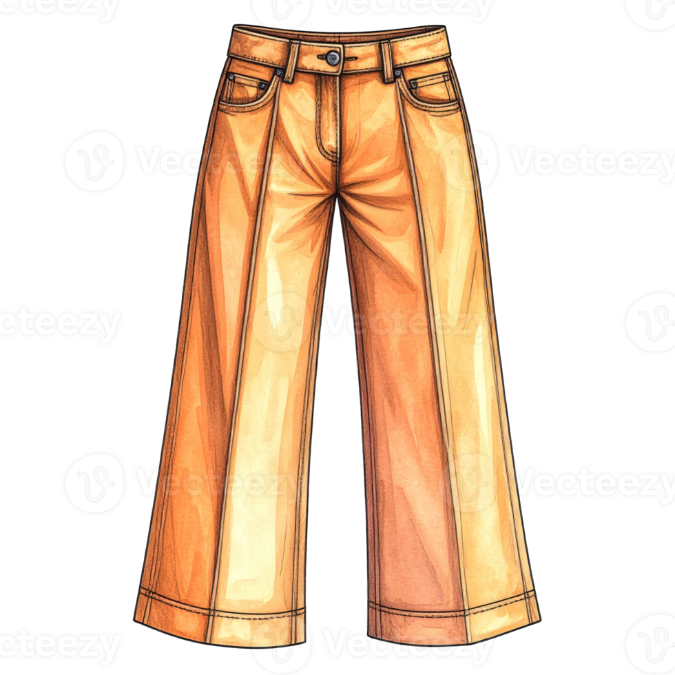 Orange Wide Leg Denim Culottes Illustration png
