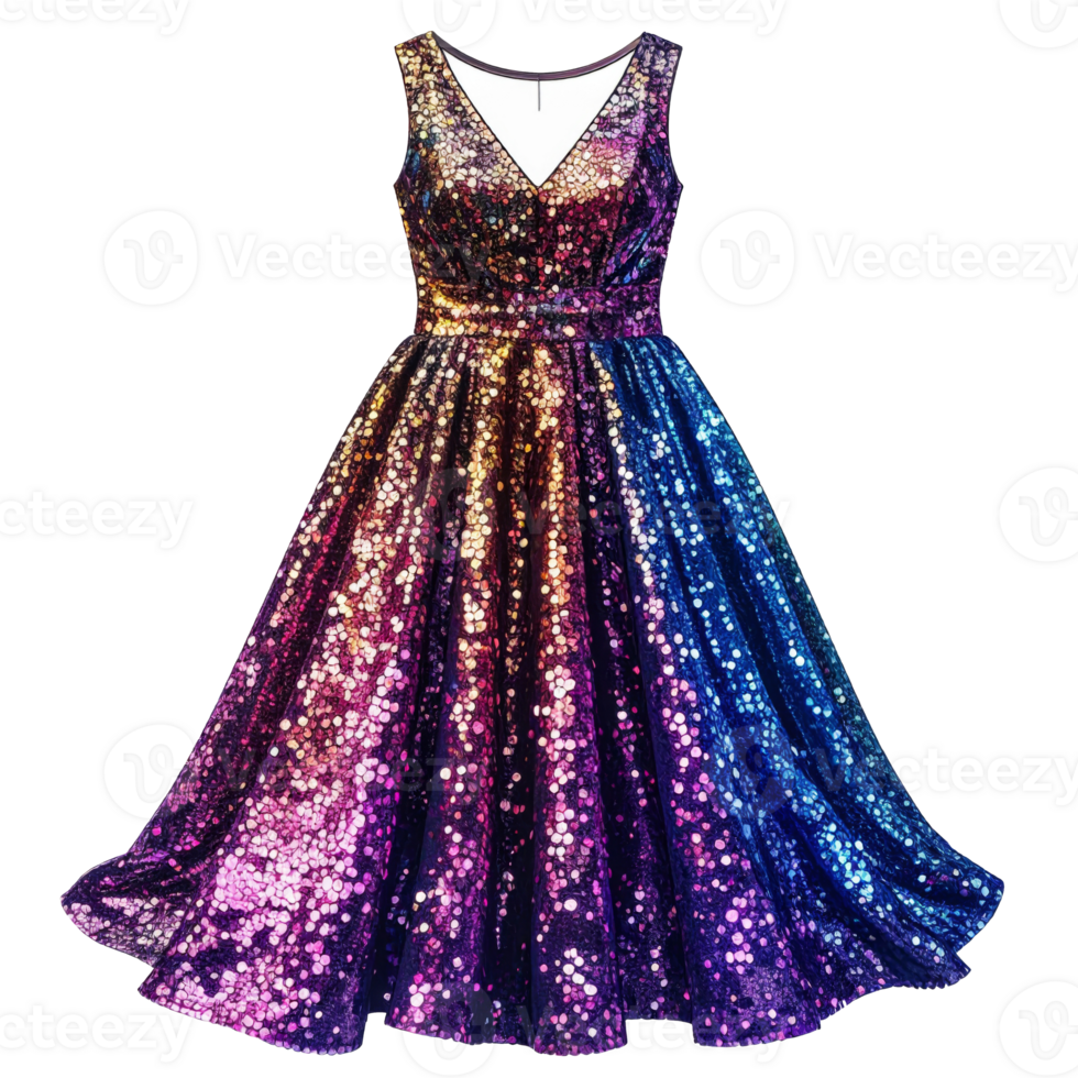 Rainbow Ombre Sequin Dress on Transparent Background png