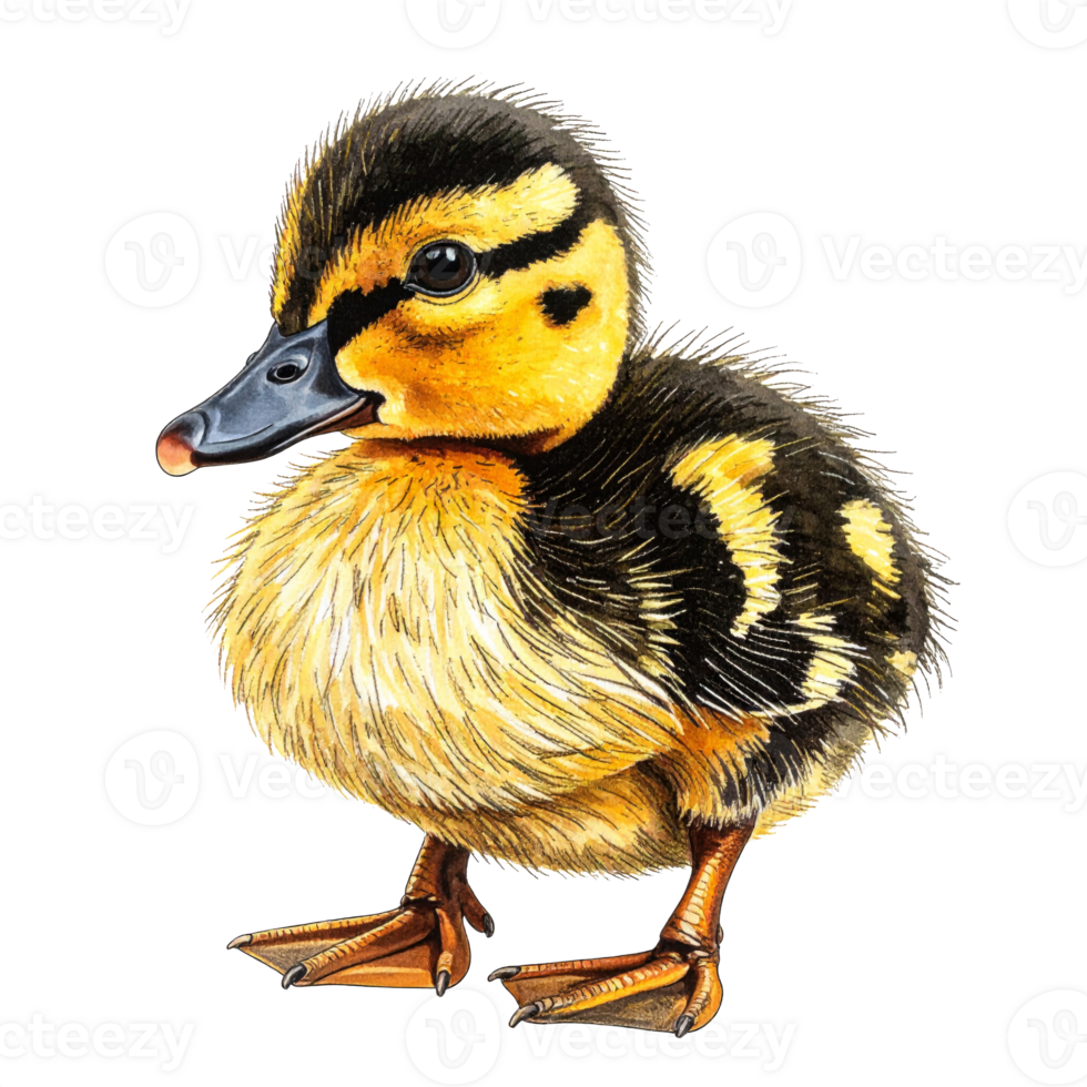 Yellow Fluffy Duckling on Transparent Background png