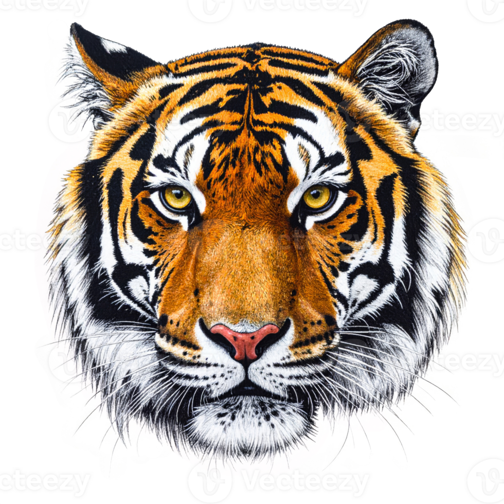 Fierce Tiger Portrait with Pink Background png