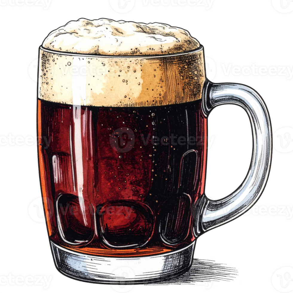 Dark Beer in a Glass Mug png