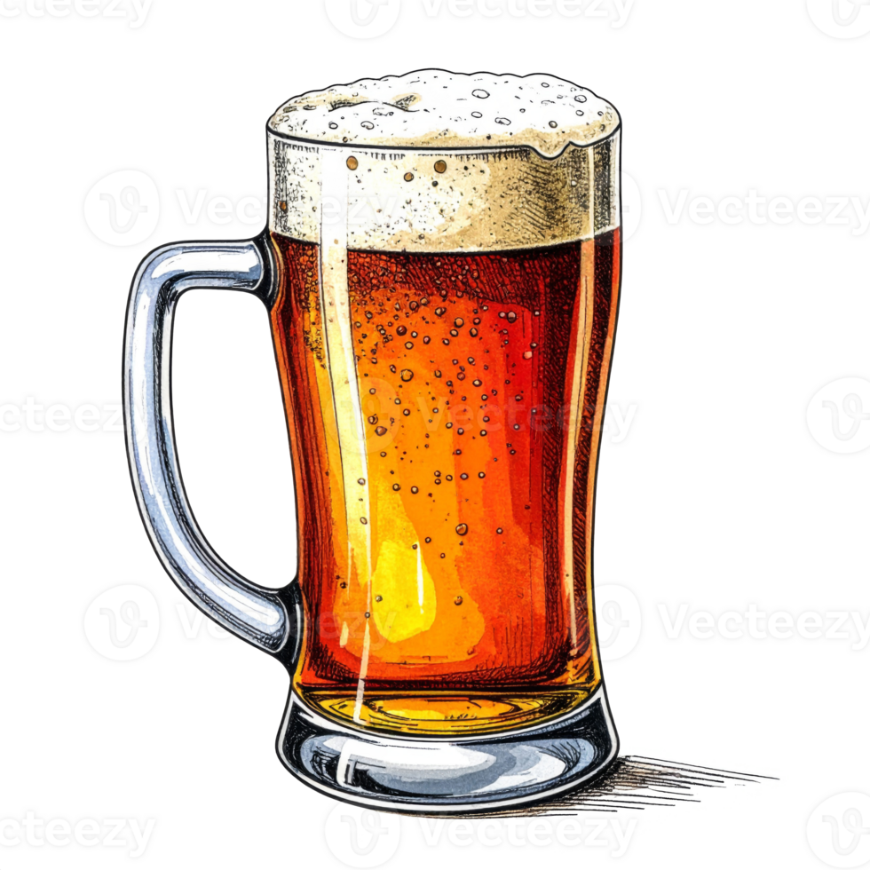Amber Beer in a Mug with Frothy Head png