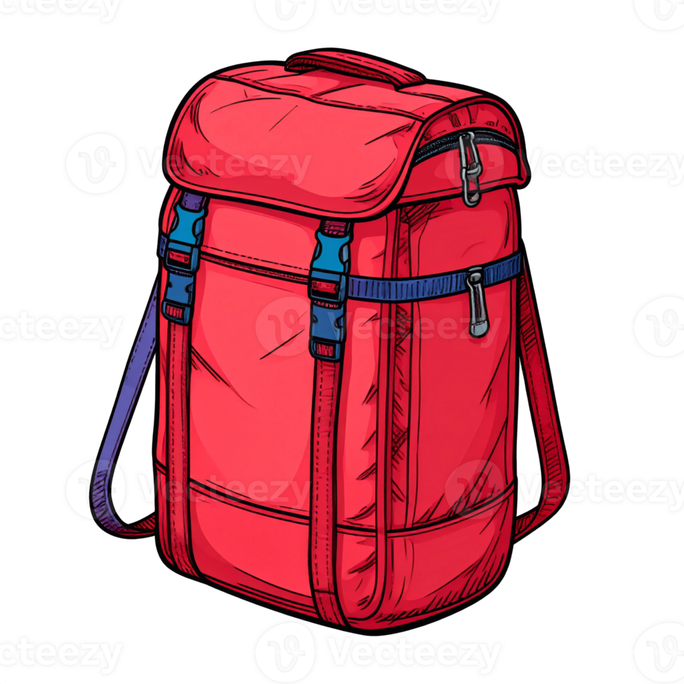 Red Canvas Backpack Illustration on Transparent Background png