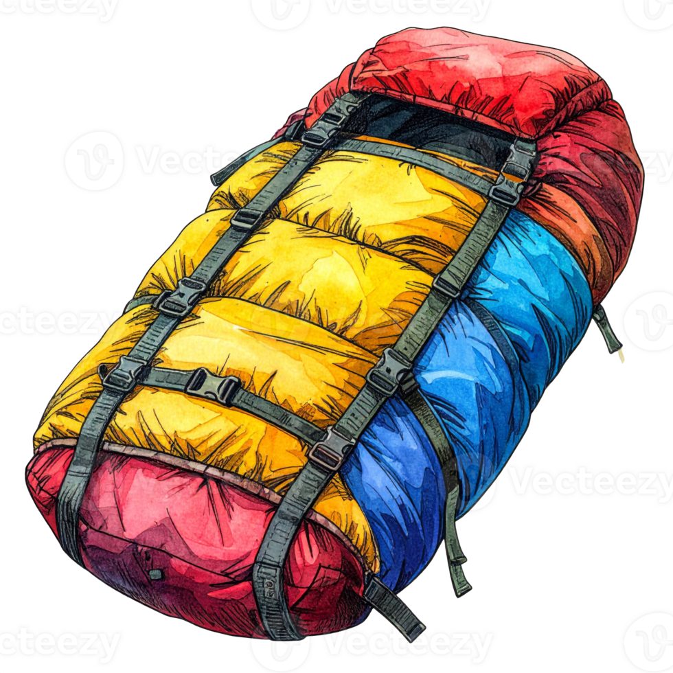 Colorful Sleeping Bag Illustration on Transparent Background png