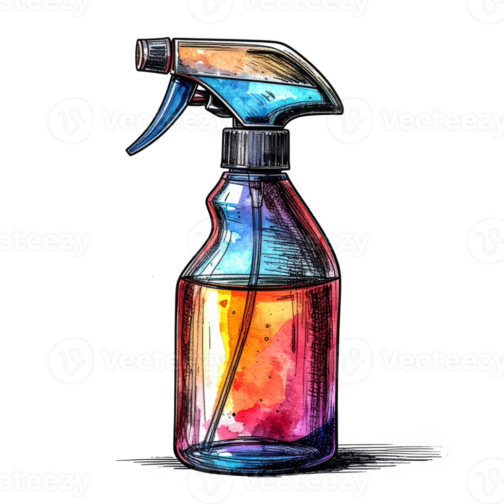 Colorful Spray Bottle Illustration with Transparent Background png