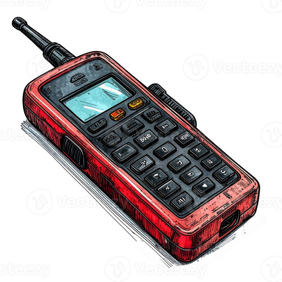 Red and Black Handheld Two Way Radio Illustration png