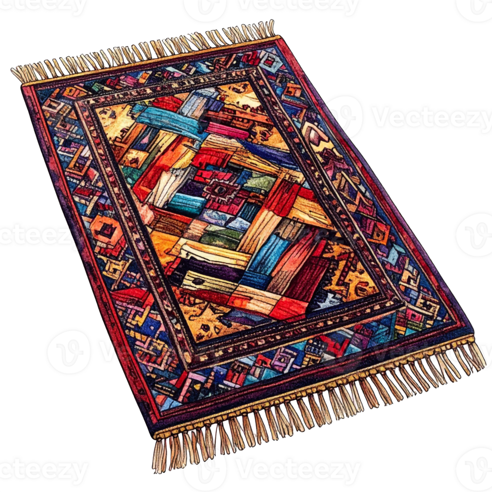 Colorful Geometric Rug with Vibrant Pattern png