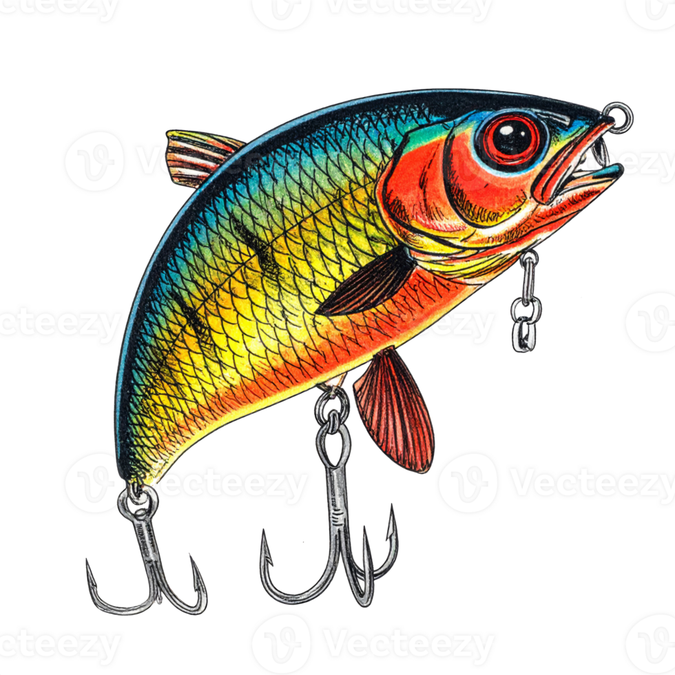 Colorful Realistic Fishing Lure Illustration png