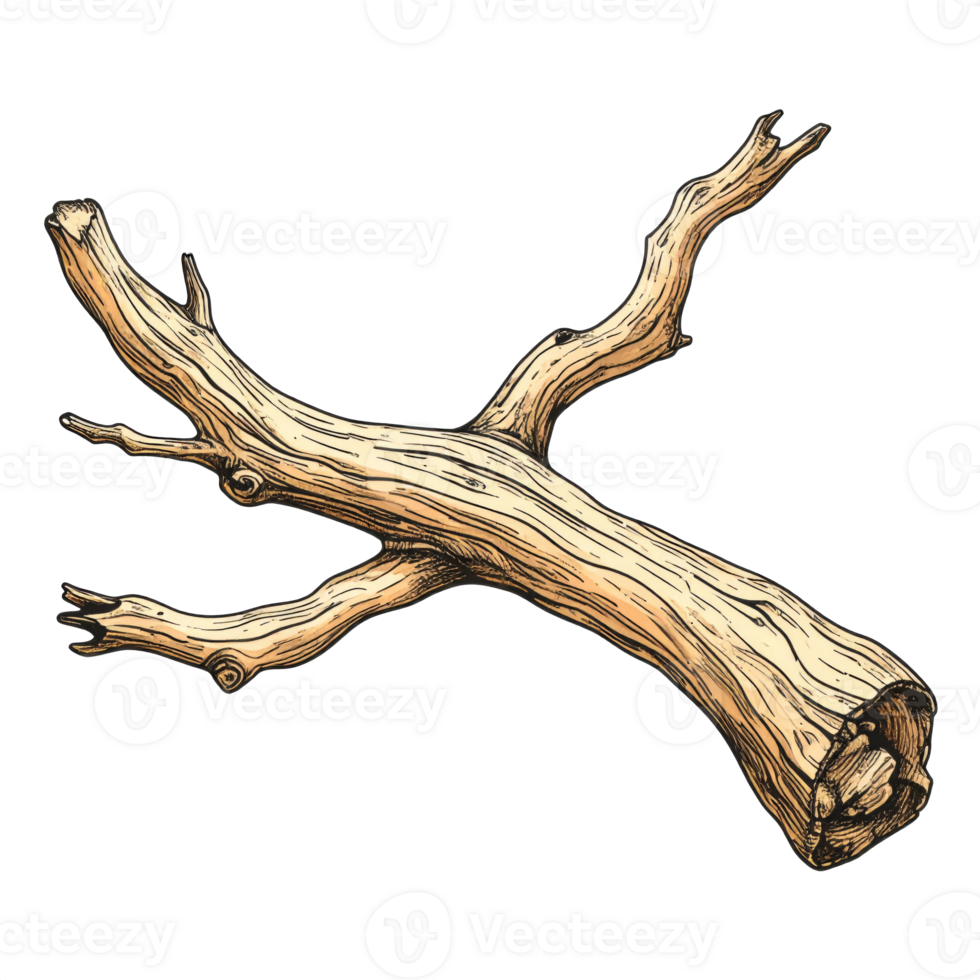 Detailed Illustration of a Light Brown Tree Branch png
