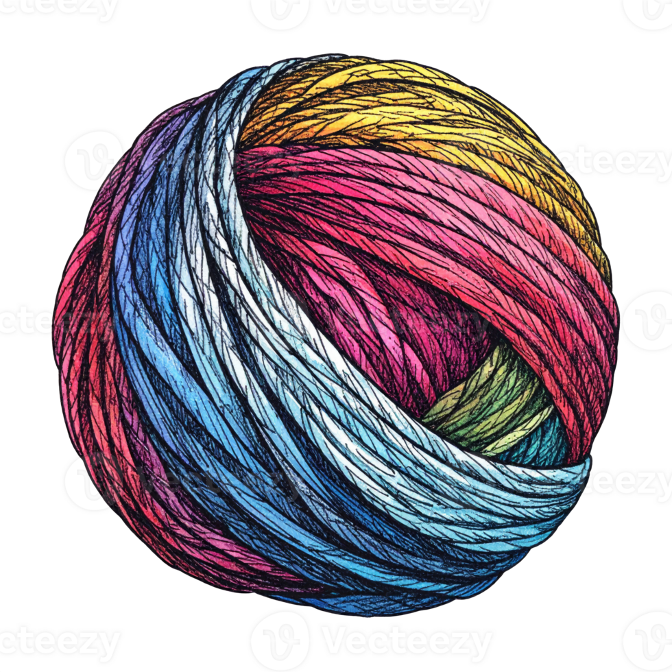 Colorful Yarn Ball on Transparent Background png