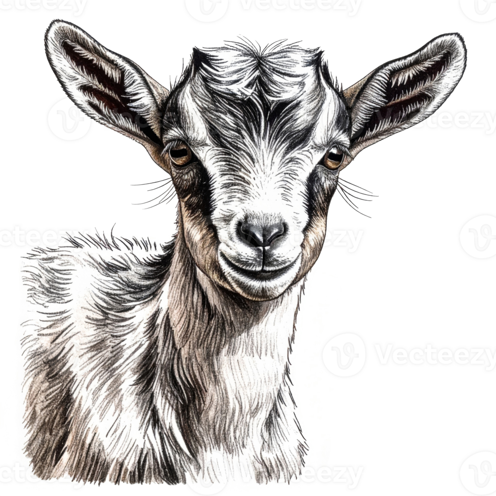 Adorable Young Goat Portrait with Transparent Background png