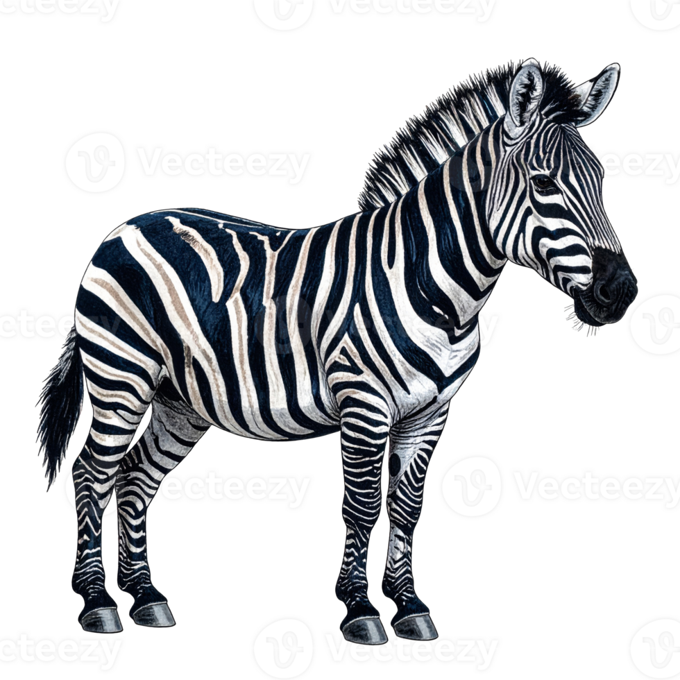 Striped Zebra on Transparent Background png