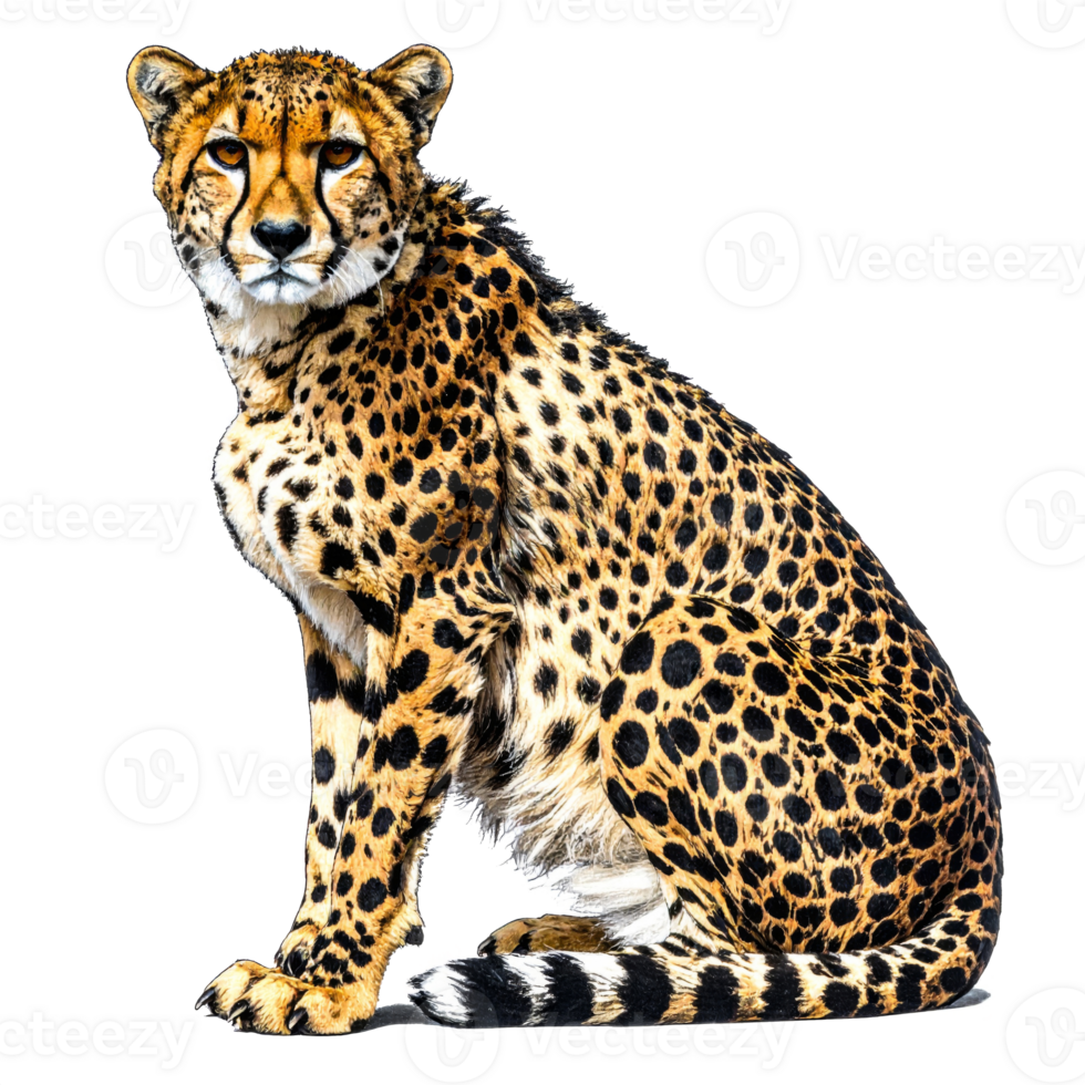 Powerful Cheetah Portrait Against Transparent Background png