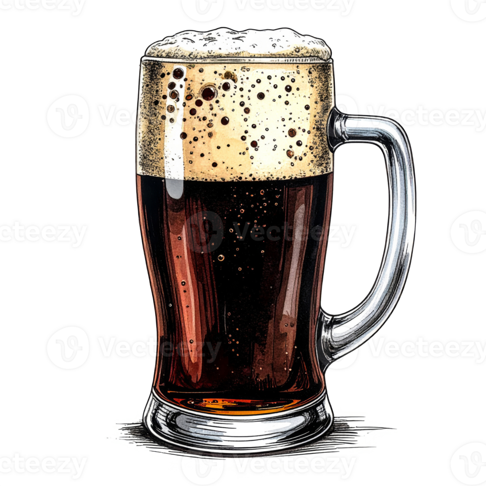 Dark Beer in a Mug on Transparent Background png