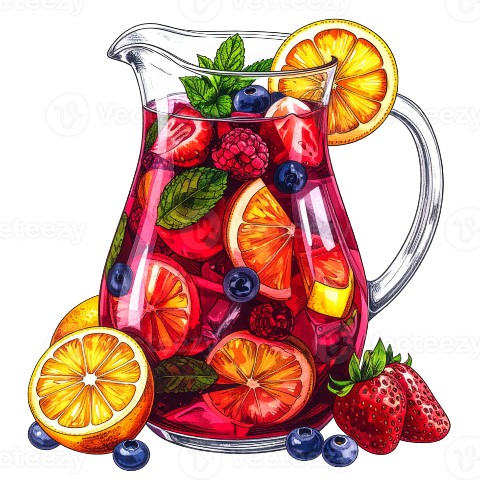 Detailed Refreshing Red Fruit Sangria png
