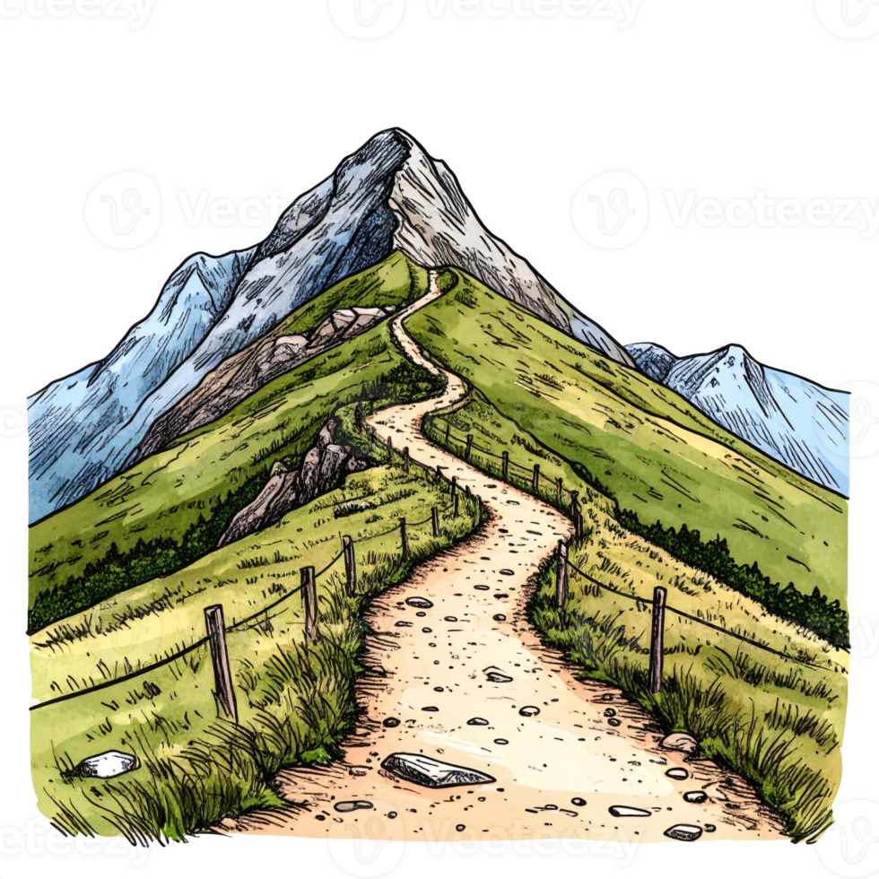 Winding Mountain Path Illustration png