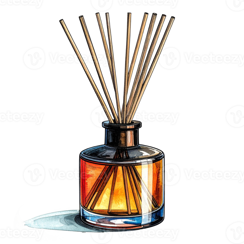 Amber Glass Reed Diffuser with Brown Sticks png