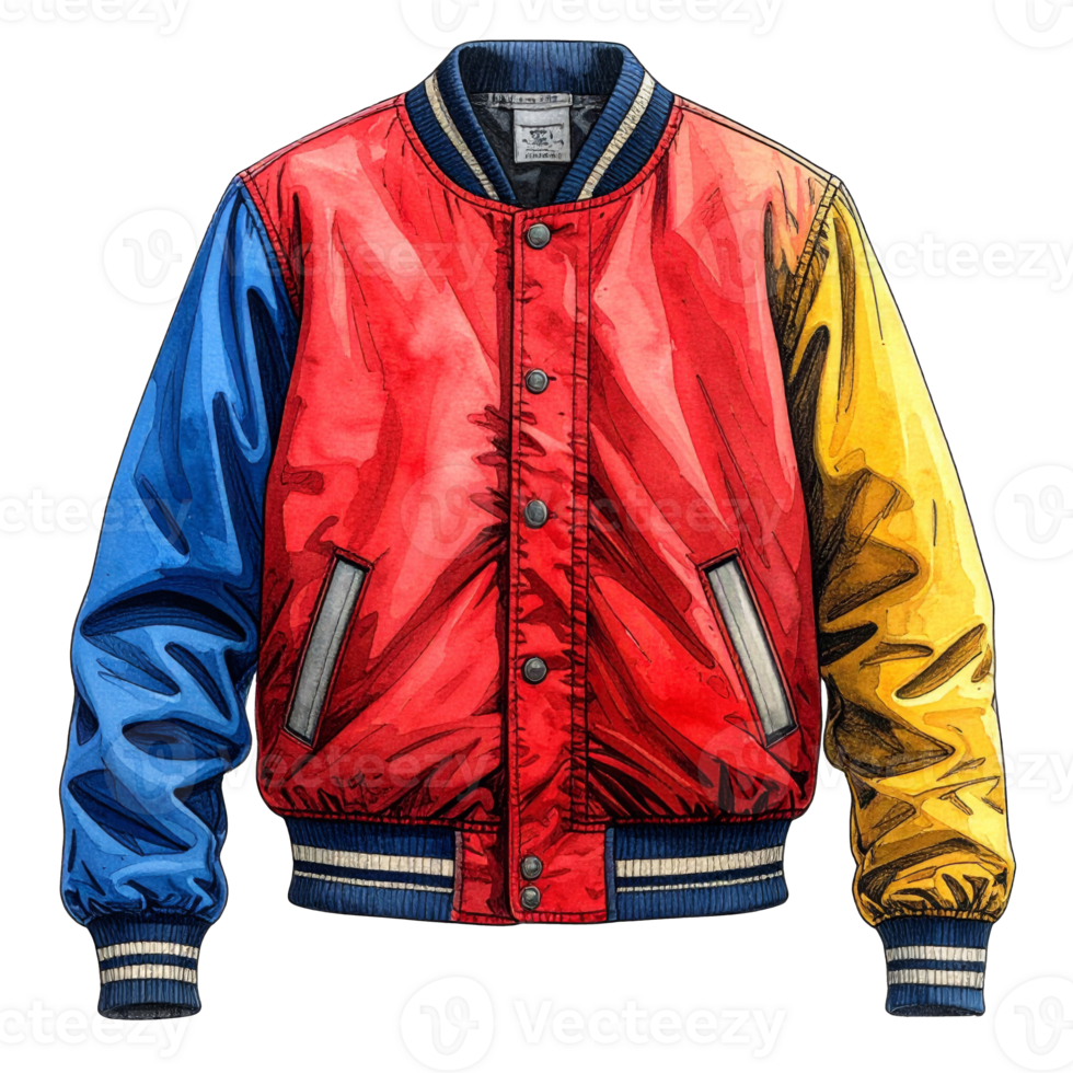 Color Block Varsity Jacket Illustration png