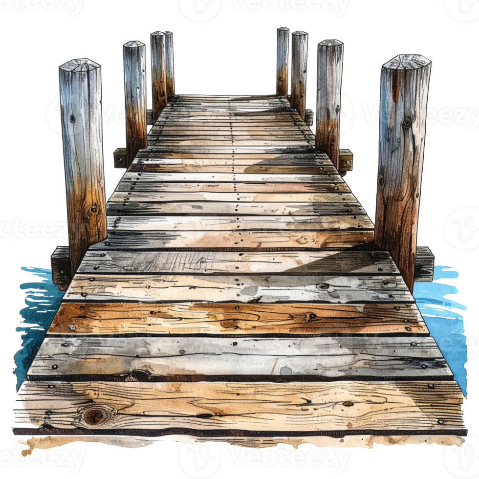 Rustic Wooden Dock Extending Over Calm Water png