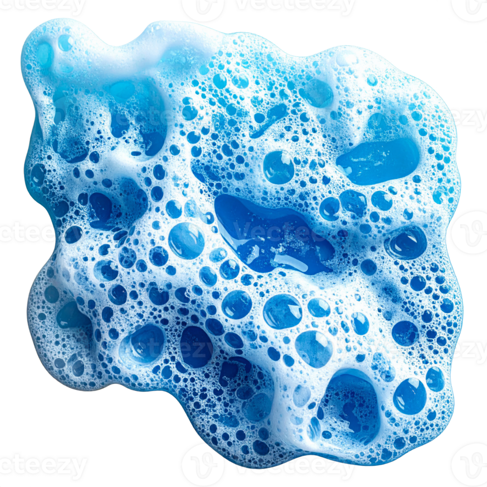 Blue and White Soap Foam Texture on Transparent Background png
