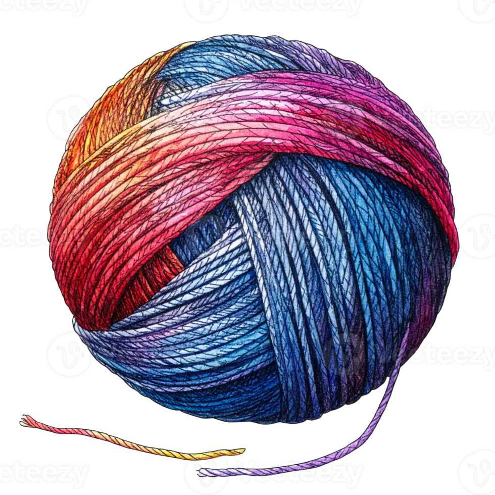Colorful Ball of Yarn on Transparent Background png