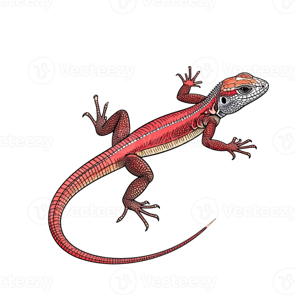 Red Lizard Illustration on Transparent Background png