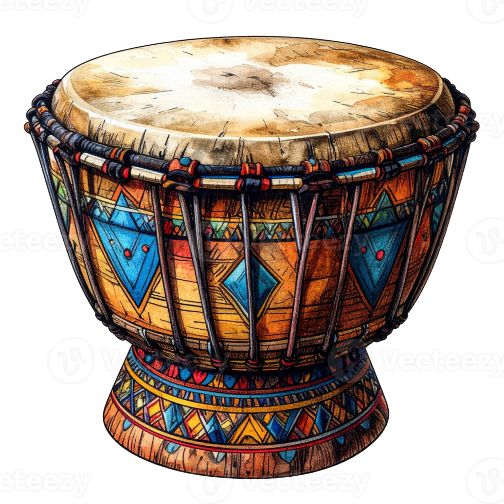 Colorful African Drum with Geometric Patterns png