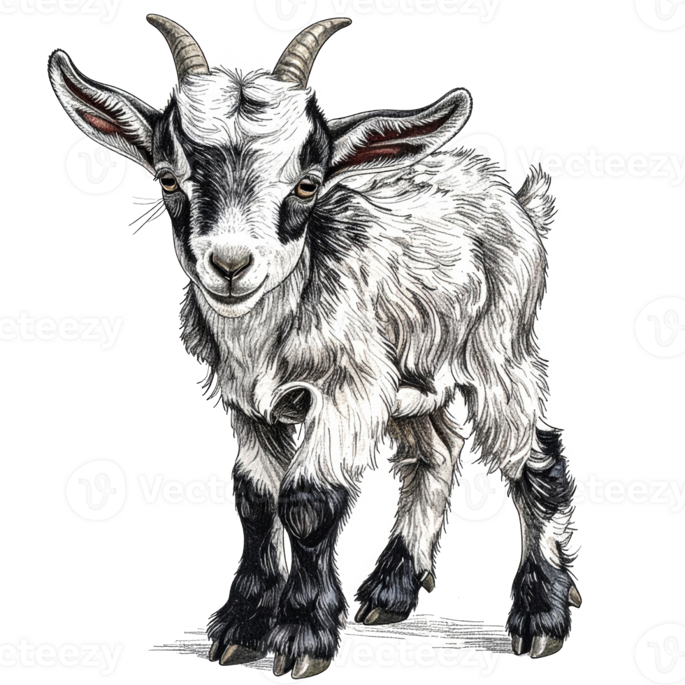 Adorable Baby Goat Illustration on Transparent Background png