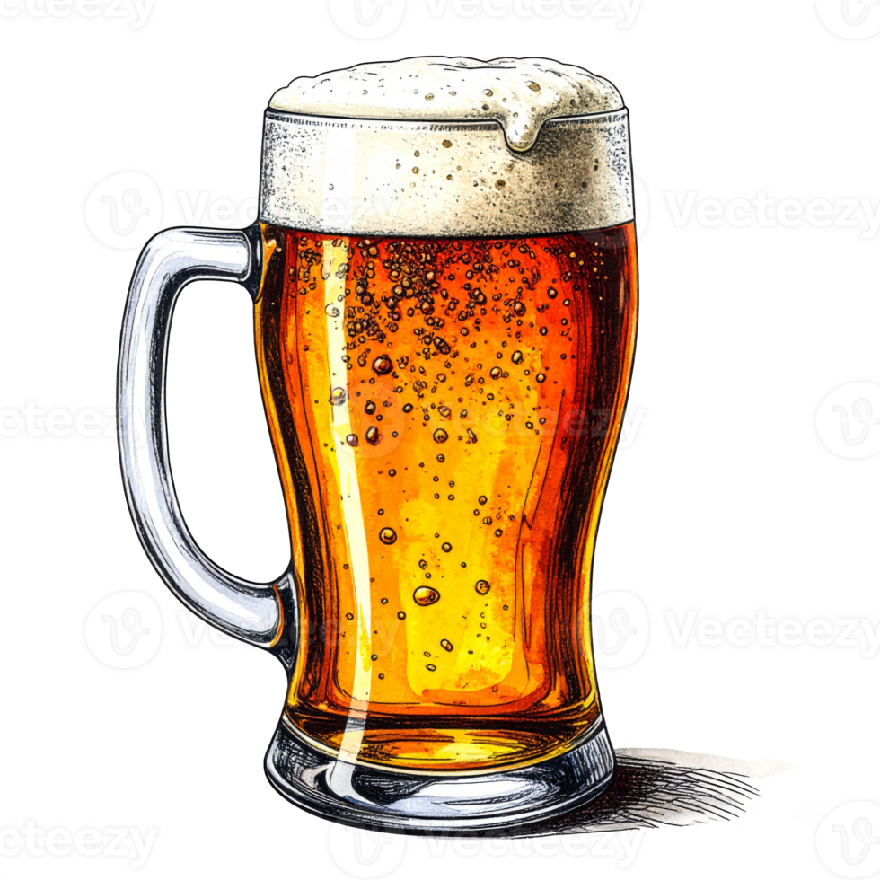 Amber Beer in a Glass Mug Illustration png