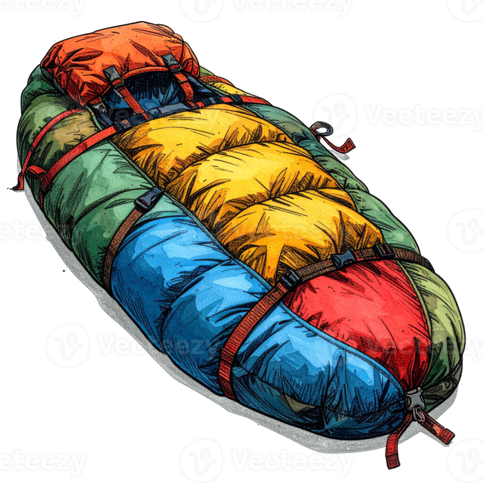 Colorful Patchwork Sleeping Bag Illustration png