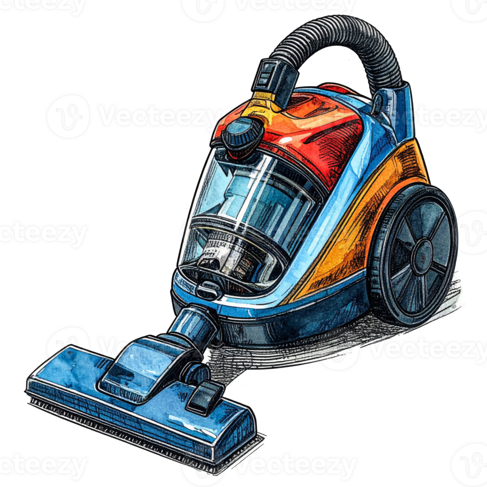Colorful Upright Vacuum Cleaner Illustration png