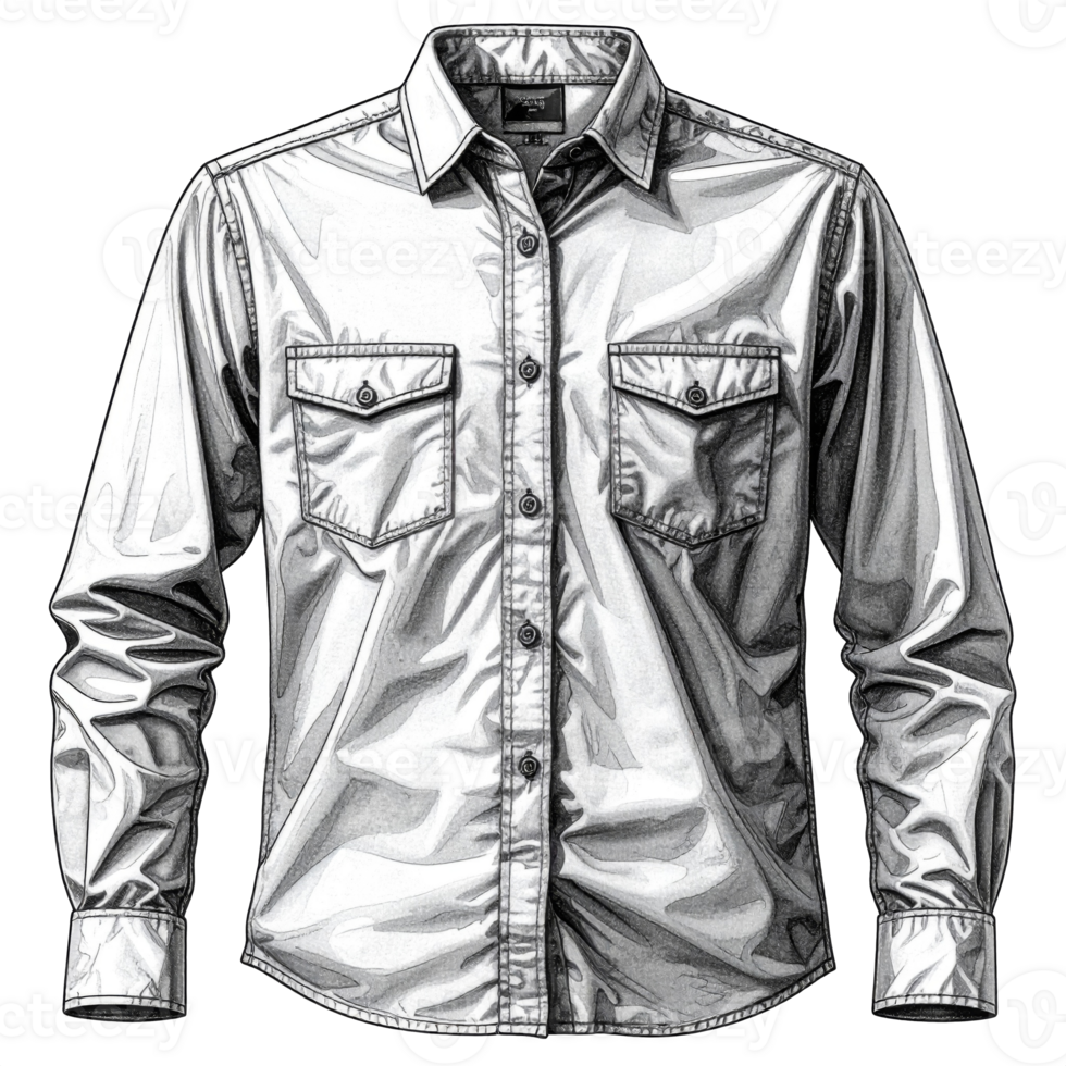 Long Sleeve Button Down Shirt Technical Drawing png