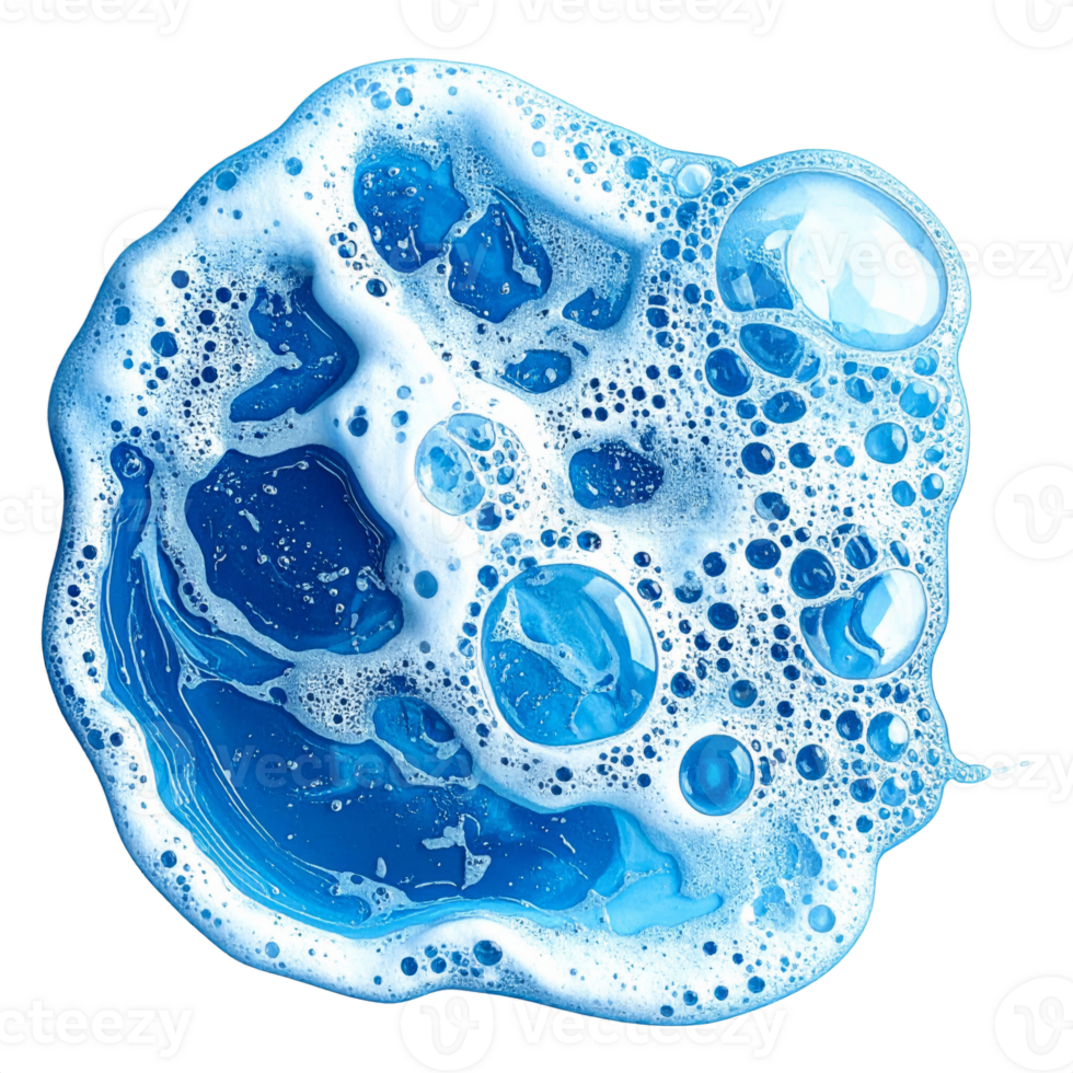 Blue and White Foam Bubbles Texture on Transparent Background png