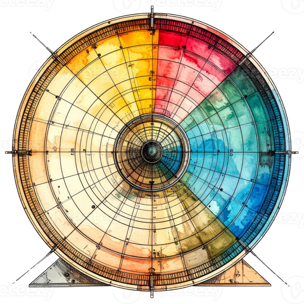 Watercolor Circular Color Chart Design png