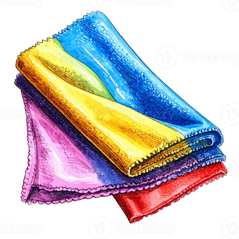 Folded Colorful Fabric Swatches on Transparent Background png