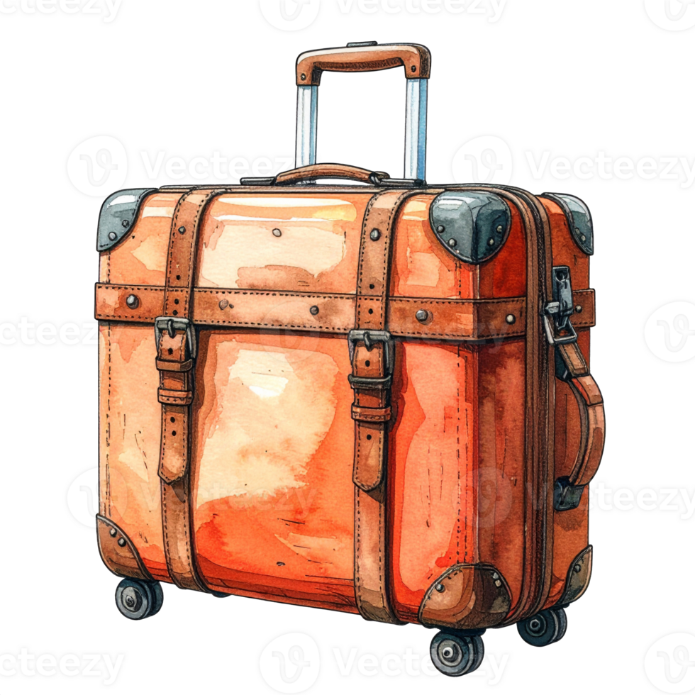 Vintage Orange Leather Suitcase png