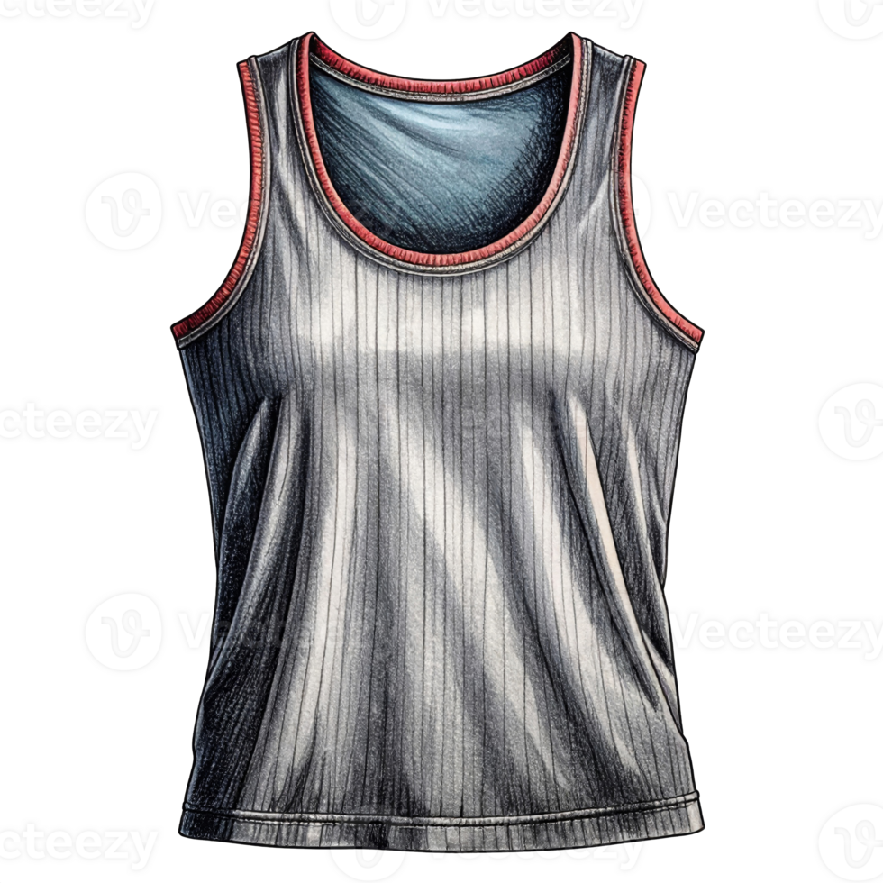 Gray Women's Tank Top with Red Trim Illustration png