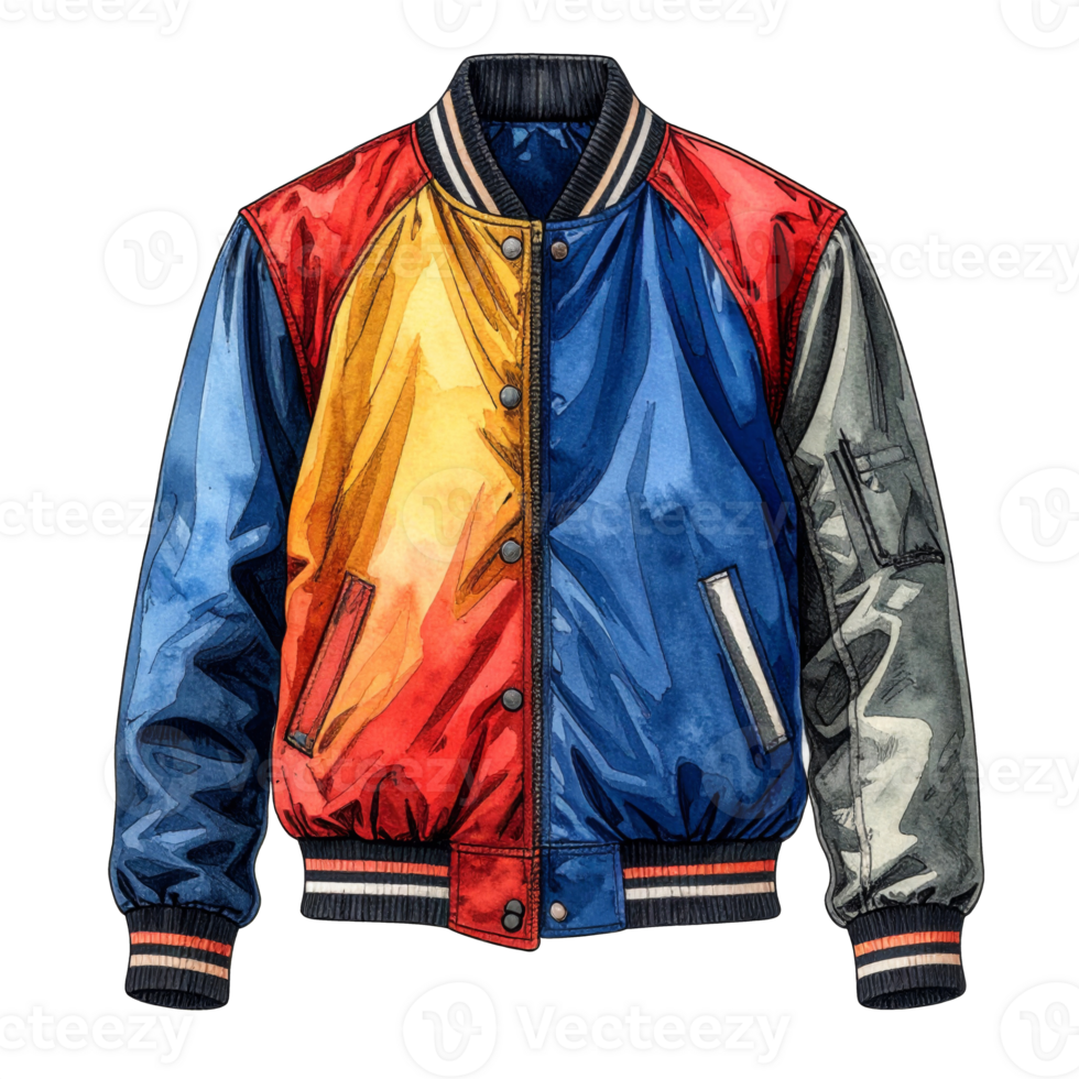 Color Block Varsity Jacket png