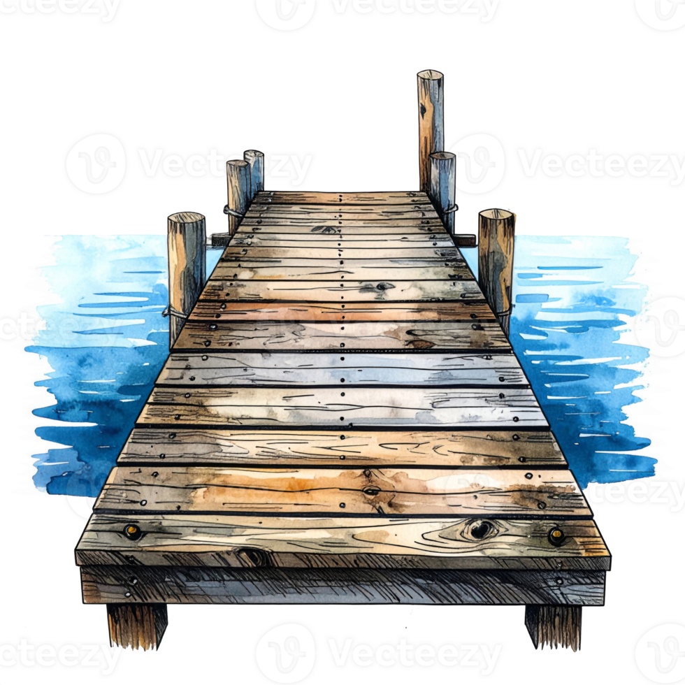 Wooden Dock Extending Over Blue Water png